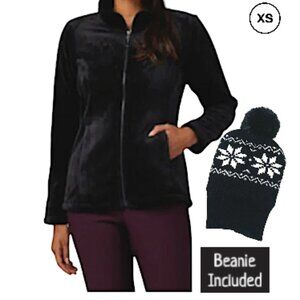 NWT 32 degrees WOMEN'S LUXE FUR FULL-ZIP, XS, Black